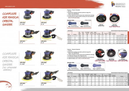 GPS-301/302 Air Random Orbital Sander, GPS-303/304 Air Random Orbital Sander (No Spanner Serier)