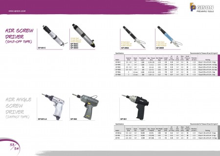 Air ScrewDriver (Shut-Off Type), Air Angle ScrewDriver (Impact Type)