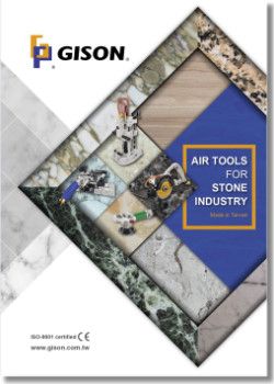 Portada del catálogo de herramientas neumáticas para la industria de la piedra (albañilería) de Gison